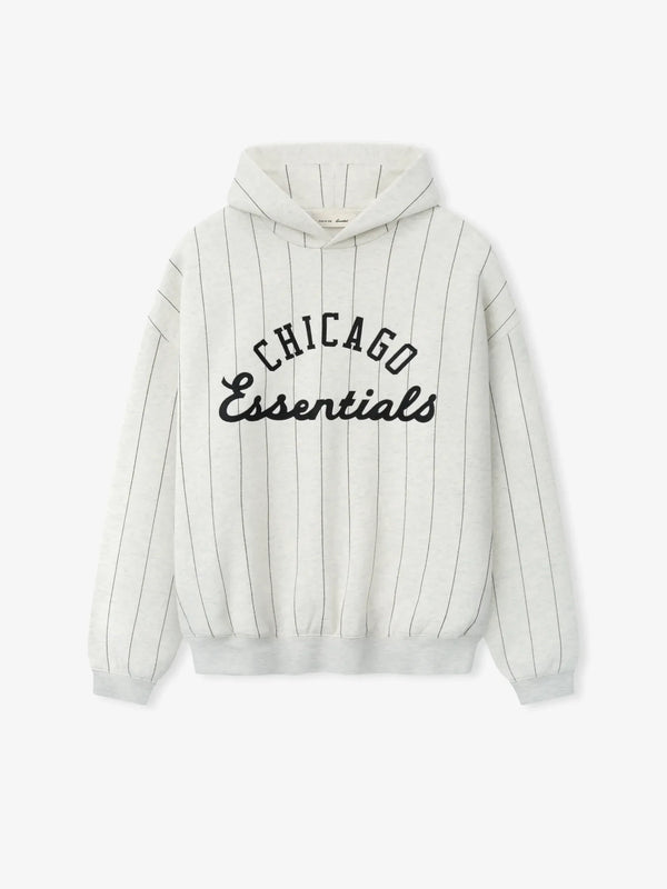 Essentials White Sox Sport Hoodie Oatmeal Heather W Black Pinstripes