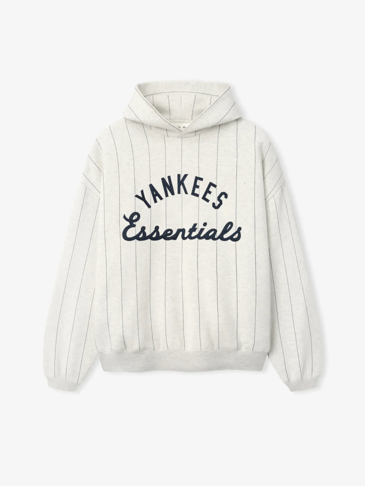 Essentials Yankees Sport Hoodie Oatmeal Heather W Dark Sapphire Pinstripes